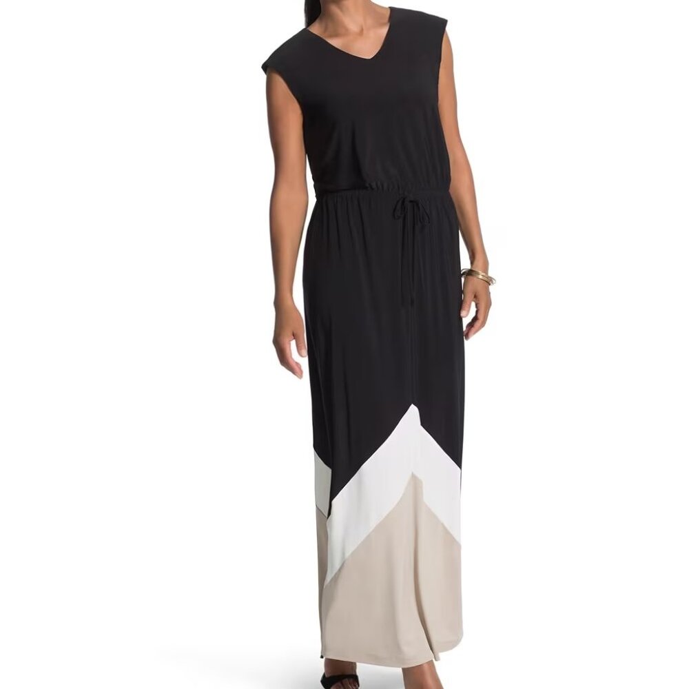 Chico's | Knit Kit Color Block Chevron Maxi Dress | Size 2 (US 12)
